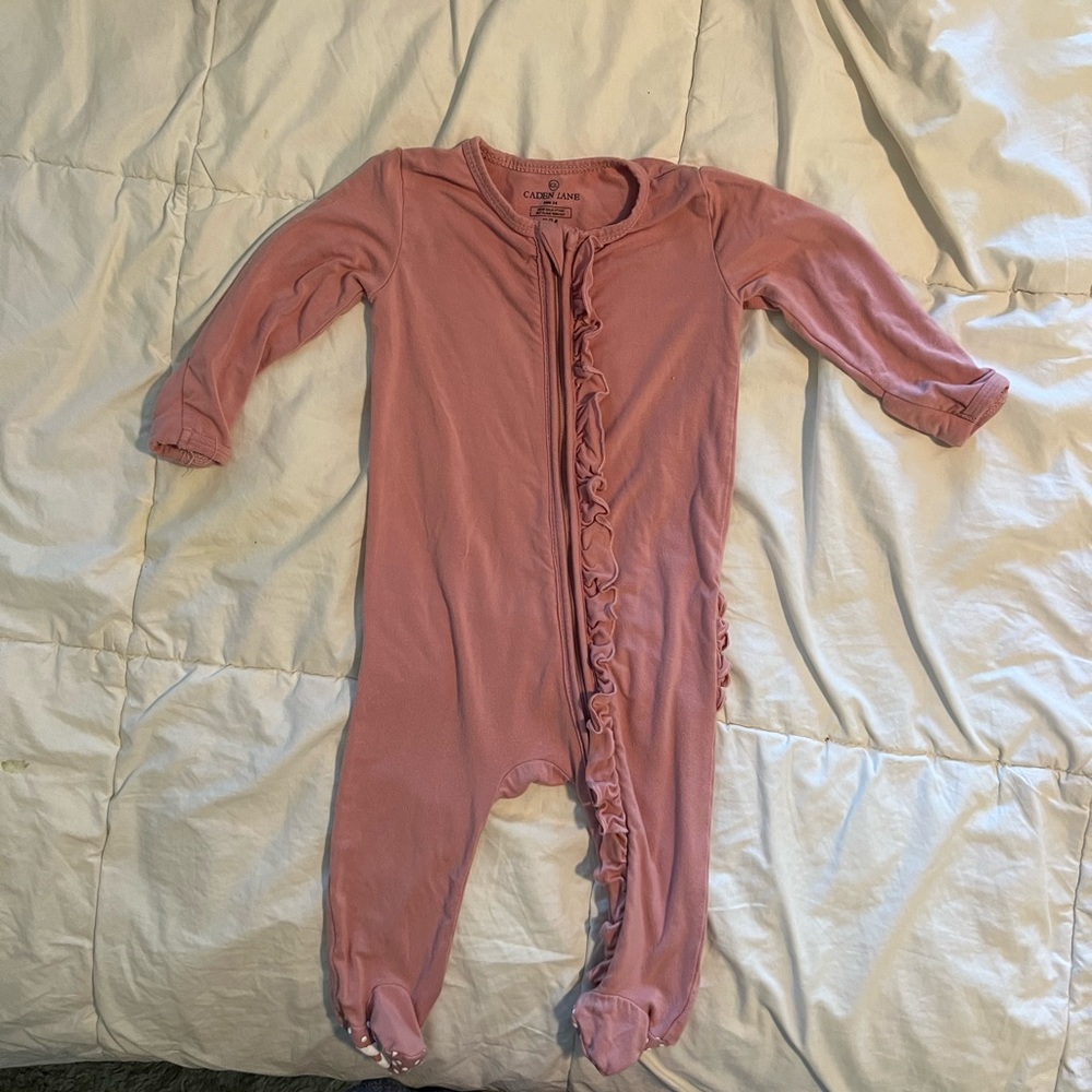 Caden lane bamboo layette pink baby girl ruffles